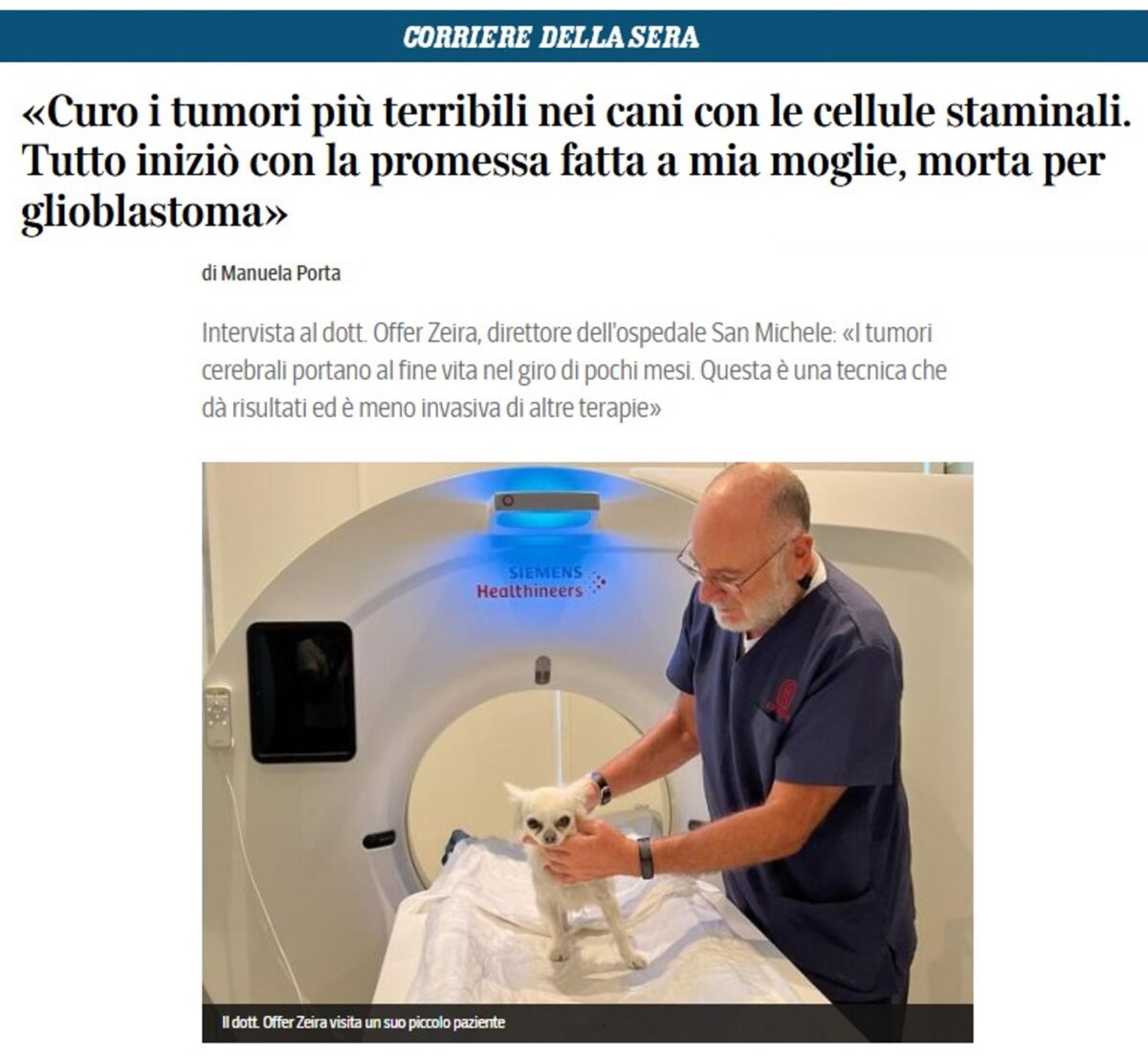 intervista offer zeira su corriere della sera